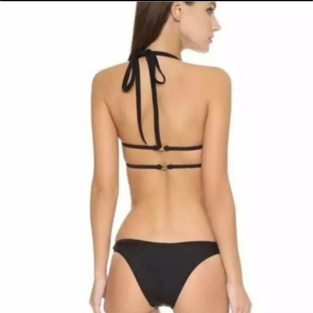 L'Agent by Agent Provocateur Agata Black Cutout Halter One-Piece Swimsuit Large